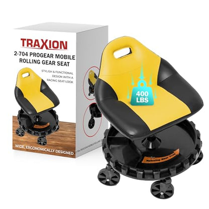 Traxion 400lb Capacity 2-704 Yellow Progear Mobile Rolling Gear Seat - color: Yellow