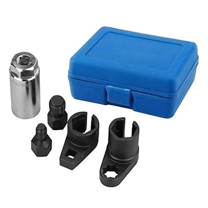 A ABIGAIL 5 PCS Automotive O2 Oxygen Sensor Socket Wrench Removal Tool and Thread Chaser Set 3/8" 1/2" Drive x 7/8" 22mm O2 Sensor Wrench Remover - color: Blue