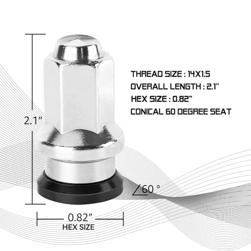 14x1.5 Alcoa Dually Lug Nuts, 32PCS M14x1.5 Thread OEM Lug Nut for 2017-2022 F250 F350 13/16"(21mm) Hex with Attached Washers Replace HCPZ-1012-B & HCPZ-1012-A - color: Silver, size: 32pcs 13/16"(21mm) M14x1.5