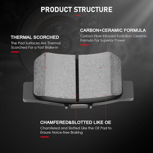 cciyu D914 D537 Brake Pads w/Hardware Front Rear Disc Brake Pad Set - size: Front[D914] + Rear[D537]