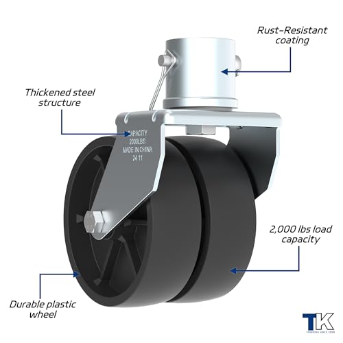 2000lbs Dual 6" Trailer Jack Swivel Caster, Wheel Replacement - color: Silver