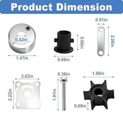 6N0-W0078 Water Pump Impeller Repair Kit Fits Yamaha 2-Stroke 6HP 8HP Motor