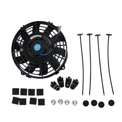 7" inch Universal Slim Fan Push Pull Electric Radiator Cooling 12V Mount Kit Black - color: Black, size: 7 Inch