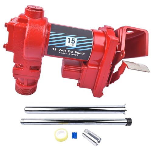 15GPM 12 Volt Fuel Transfer Pump DC Transfer Pump Cast Iron Heavy Duty Transfer Pump for Gasoline Diesel Kerosene Ethanol Methanol Blends Biodiesel Vahaha - color: 15GPM Red