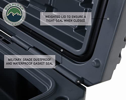 Overland Vehicle Systems 40100001 Dark Gray 53 QT Dry Box Storage with Drain, and Bottle Opener | Waterproof Seal | Heavy-Duty Latches and Nylon Handles | Keeps Gear Safe, Dry and Organized - size: 53 QT Dry Box