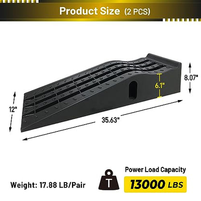HOXWELL Portable Car Ramps for Oil Changes High Lift, Heavy Duty Plastic Low Profile Car Ramps for Jack Support, Vehicle Ramps for Garage, 35.63''x12''x8.07'', GVW 13000 LBS, 2 Packs - size: 295AU-2PCS