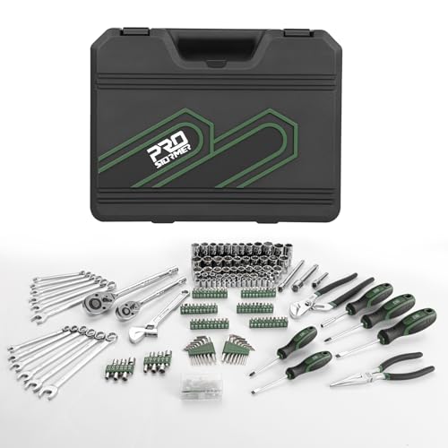 Prostormer 279-Piece Mechanics Tool Kit with Wrench Sockets, Green - color: Green