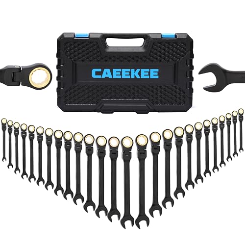26-Piece Flex-Head Ratcheting Wrench Set, SAE & Metric, 12 Point, 72-Tooth Ratchet, Chrome Vanadium Steel, With Organizer Box