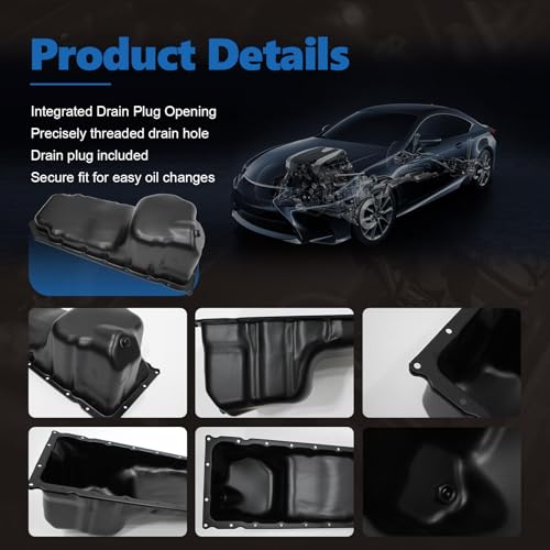 AUCERAMIC 264-260 4893207AA Oil Pan with Drain Plug Fit for Dodge Ram