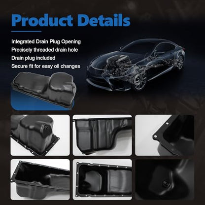 AUCERAMIC 264-260 4893207AA Oil Pan with Drain Plug Fit for Dodge Ram