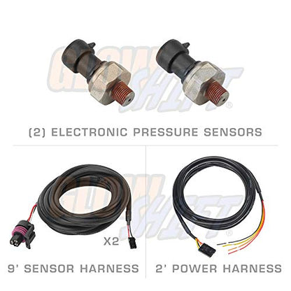 GlowShift 10 Color Digital Dual 100 PSI Pressure Gauge Kit, 2-1/16" 52mm