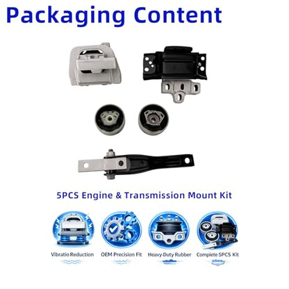 Engine Motor & Transmission Mount Kit 5PCS for Volkswagen Tiguan 2018–2023 2.0L Turbo L4, VW Tiguan Mount Set Replacement, Replaces 5Q0198037F 5Q0199855C 5QA199555AM