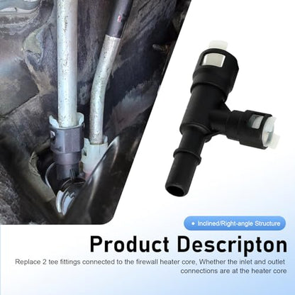 2 PCS Car Heater Inlet Hose Joint, Three-way Plastic Cooling Heater Hose Connector, Compatible with Cadillac Chevrolet GMC 15055343 15055342, Plastic Heater Core Hose Tee Connector Replacement
