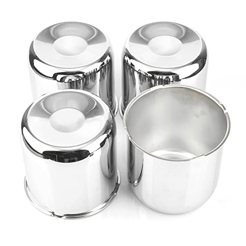 4Pcs 4.88 inch Wheel Center Caps Fit 4.88" Center Bore Truck Trailer RV SUV Wheels Rims, Carbon Steel Chrome Silver Push Through Hub Covers - color: Chrome Silver, size: 4.88in Hub Hole, 4.8in Tall