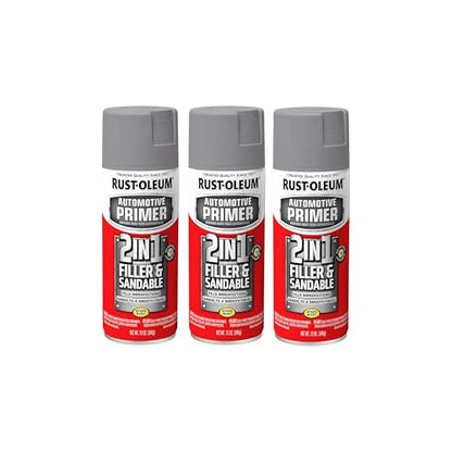 Rust-Oleum 260510-2PK Automotive 2-in-1 Filler & Sandable Primer Spray, 12 oz, Gray, 2 Pack - size: 1 Count (Pack of 2)