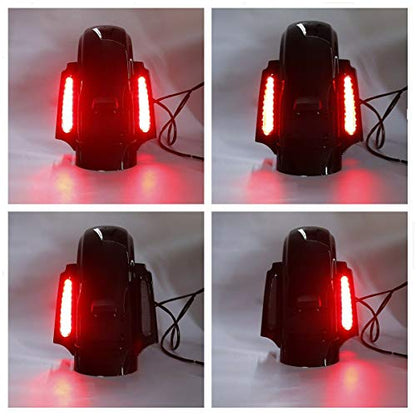 TCMT 5" Stretched Extended Saddlebags 6X9" Speaker Lids Rear Fender Fit For Harley Touring Road King Electra Glide Street Glide Road Glide Ultra 2009-2013 - color: Rear Fender Smoke Lens, size: 5" Stretched Saddlebags 6x9" Lids(Chrome Latches)