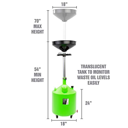 OEMTOOLS 18 Gallon Oil Drain Container, Upright Adjustable Oil Drain Tank - style: 18 gallon