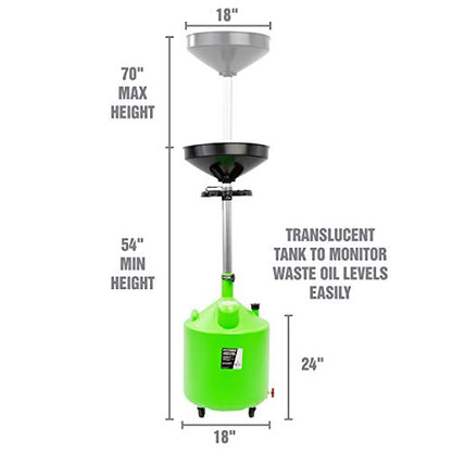 OEMTOOLS 18 Gallon Oil Drain Container, Upright Adjustable Oil Drain Tank - style: 18 gallon