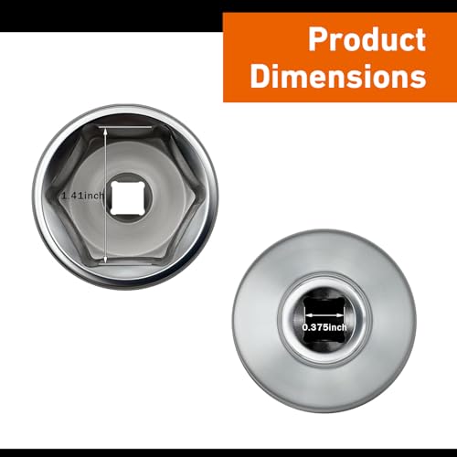 1 PC 36mm Oil Filter Socket, 6 Point Steel Oil Filter Wrench, 3/8" Oil Filter Removal Tool, Compatible with Fits Some Ford F250 BMW Mini Volvo Audi VW Porsche (Silver)