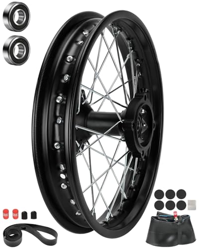 1.85x14 Rear Wheel Rim and 12mm Bearings Strip Kit fit 90/100-14 3.00-14 14 Inch Dirt Pit Bike Tire KLX125 KX85 TTR125 YZ80 RM80 Taotao DB17 SR150 DR90 Apollo 125 Motorcycle Parts (15mm Axle)