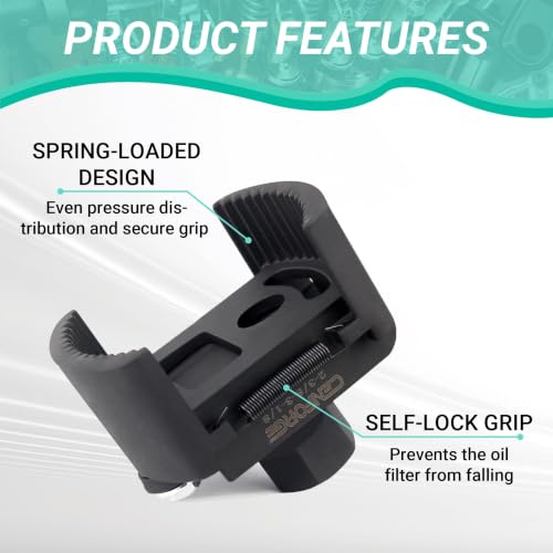 Universal Adjustable Oil Filter Wrench - 60mm to 80mm (2-3/8" to 3-1/8") Removal Tool - 2-Jaw Spring-Loaded Design with 1/2" Drive - Heavy Duty Remover for Cars, Motorcycles & ATVs