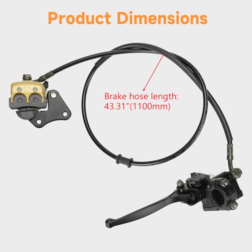 FVRITO Front Disc Hydraulic Brake Master Cylinder Caliper Assembly and Pads for 50cc 70cc 90cc 110cc 125cc SSR Apollo RFZ Taotao Coolster SDG 107 Thumpstar Pitster Pro DHZ Chinese Pit Dirt Bike Parts - color: Black+Gold