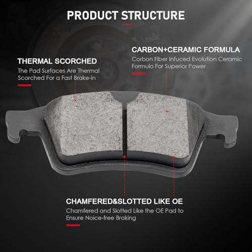 cciyu D1044 D1095 Front Rear Ceramic Brake Pads Kits 8pcs - size: Front[D1044] + Rear[D1095]