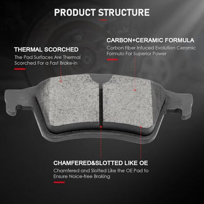 cciyu D1044 D1095 Front Rear Ceramic Brake Pads Kits 8pcs - size: Front[D1044] + Rear[D1095]