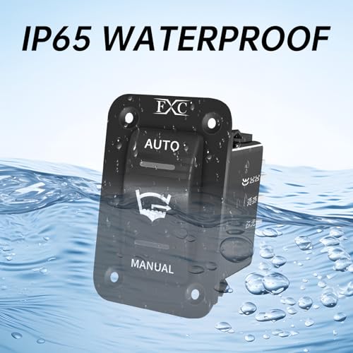FXC 3 Way Bilge Pump Rocker Switch Waterproof 12V 24V 4Pin 20A On Off ON SPDT Auto/Off/Manual Bilge Pump Switch Panel with LED Light for Marine Boat Yacht Caravan Fishing Boat