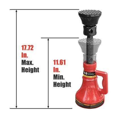 Big RED ASJ10R Torin Professional Car Support Screw Jack for House Construction Bridge Stabilization, 10 Ton (20,000 lb) Capacity, Red - size: 10 Ton (20,000 LBs), style: Support Jack