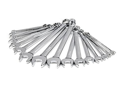 Steelman Pro 16-Piece Metric 6-Point Combination Wrench Tool Set, Durable Steel with Full Polish Chrome, Stamped Size Callouts - size: 16-Piece Metric Wrench Set