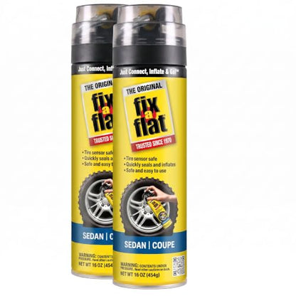 Fix-A-Flat Tire Repair, 16 oz, 2-Pack | Emergency Use | Eco-Friendly Formula | For Standard Tires | Universal Fit - size: Sedan / Coupe (Pack of 2)