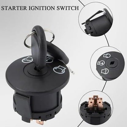 077-8076-00 Ignition Switch with 2 Keys, 3 Position 5 Terminal Key Switch, Replaces for Husqvarna 591070501 John Deere GY00191 MTD 725-04659, Fits All Bad Boy Zero Turn Mowers