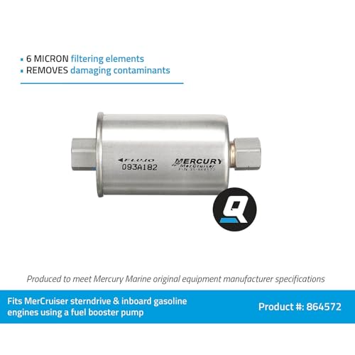 Quicksilver 864572 Replacement Inline Fuel Filter for MerCruiser Sterndrive and Inboard Gasoline Engines