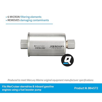 Quicksilver 864572 Replacement Inline Fuel Filter for MerCruiser Sterndrive and Inboard Gasoline Engines