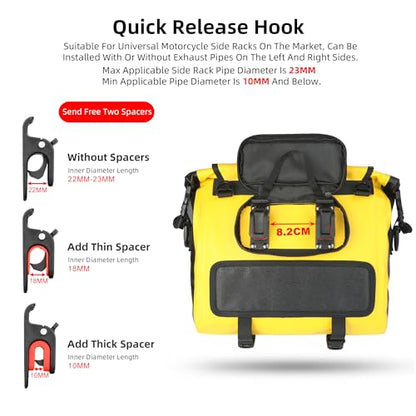Rhinowalk Motorcycle Saddlebags, Waterproof Saddlebags, Quick Release 15L Single Side Hanging Bag Motorcycle Accessories - size: 15L