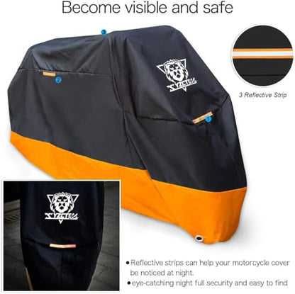 XYZCTEM Motorcycle Cover – All Season Waterproof Outdoor Protection - size: 96.5"