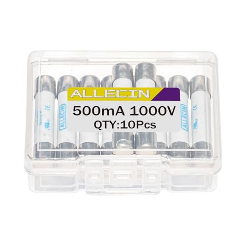 FF500mA Multimeter Fuse 0.5A 1000V 6.3x32MM Digital Multi Meter Fast Acting Fuses 0.5 Amp 1000 Volt 0.25x1.26Inch Nickel-Plated Brass Ceramic Fast Blow Multimeters Fusibiles (Pack of 10Pcs) - style: FF500mA