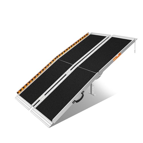 FACHNUO 5FT Portable Wheelchair Ramp for Home Steps, with Support Legs - size: 5FT(Using height 5-15'')