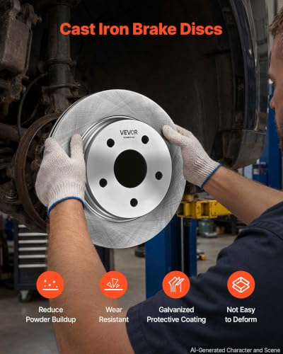 VEVOR Front & Rear Brake Kit Ceramic Brake Pads & Hollow Brake Rotors Kit - size: R-53005 + R-53006