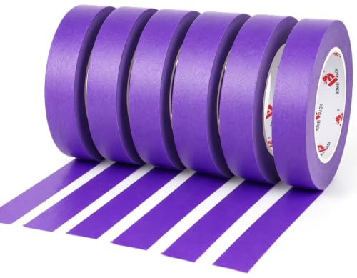 BOMEI PACK Purple Painters Tape,1" x 60 Yards x 6 Rolls (360 Yards Total) - Paint Tape for Walls Painting, Automotive, Labeling, DIY Crafting, Decoration and School Project - color: Purple, size: 1 Inches X 60 Yards