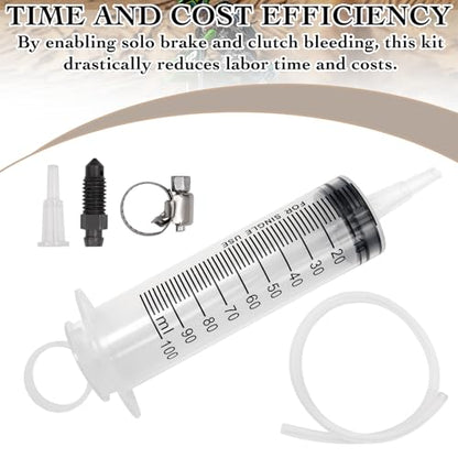 LhyBtm Brake Bleed Kit Universal Motorcycle Brake Bleed Kit 100ml Syringe with 50cm Hose for Hydraulic Disc Brakes & Clutch Systems One Person Reverse Bleeding Tool for Motorbikes, Scooters and Quads