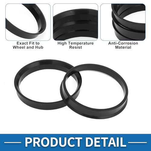 Car Wheel Hub Centric Rings Durable OD 63.4mm to ID 58.6mm Wheels Center Shaft Shock Absorbing Hubrings Polycarbonate Black 4 Pcs - size: OD 63.4mm to ID 58.6mm