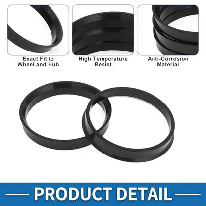 Car Wheel Hub Centric Rings Durable OD 63.4mm to ID 58.6mm Wheels Center Shaft Shock Absorbing Hubrings Polycarbonate Black 4 Pcs - size: OD 63.4mm to ID 58.6mm