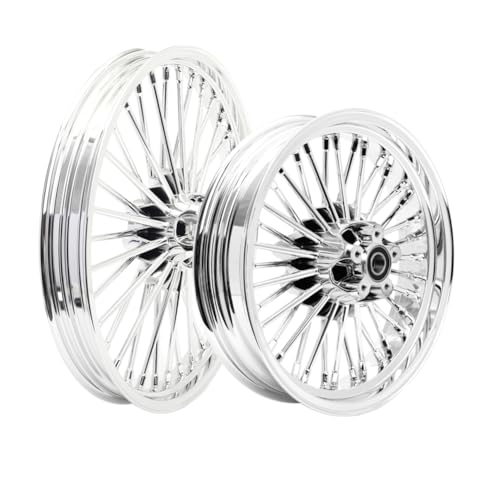 TOFR 21x2.15 16x3.5 Chrome Fat Spoke Wheels For Harley Dyna FXD FXDB 00-05 - color: Chrome, size: Front:21x2.15 Rear:16x3.5
