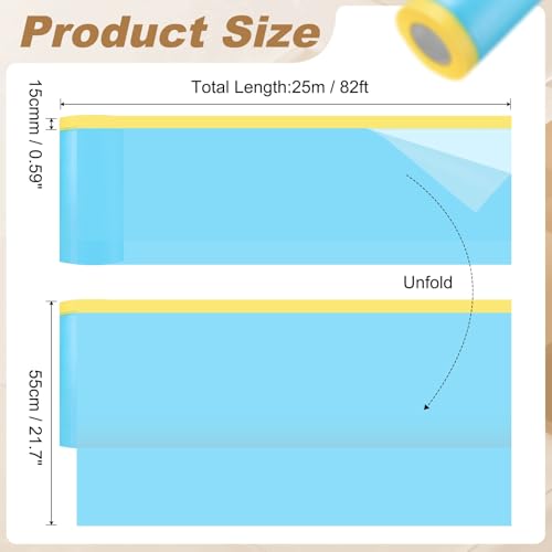 HARFINGTON 2pcs Pre-Taped Masking Film 21.7" x82ft w Plastic Sheeting,Blue - color: Blue, size: 21.7"x82ft