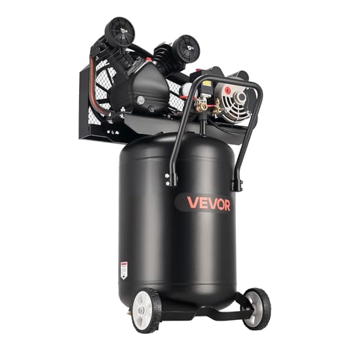VEVOR 20 Gallons Air Compressor, 2HP 6.5SCFM at 90PSI, Max 135PSI Pressure Oil-Lubricated Air Compressor Tank,Portable on Wheels for Auto Repair,Tire Inflation,Spray Painting,Woodwork Nailing,120V - size: 20 Gallon 135 PSI