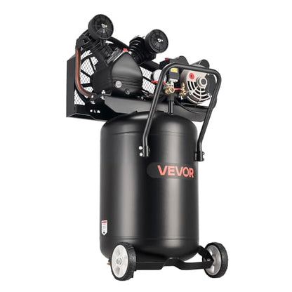 VEVOR 20 Gallons Air Compressor, 2HP 6.5SCFM at 90PSI, Max 135PSI Pressure Oil-Lubricated Air Compressor Tank,Portable on Wheels for Auto Repair,Tire Inflation,Spray Painting,Woodwork Nailing,120V - size: 20 Gallon 135 PSI
