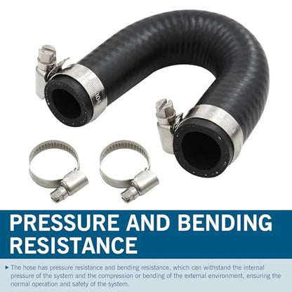 Pack-1 Car Heater Core Crossover Cooling Water Bypass Hose Connector, 551699 U-shaped Rubber Heat-resistant and Leak-proof Hose with Clamp, Compatible with LS1 LSX LS2 LS3 LQ4 LQ9 (Black)