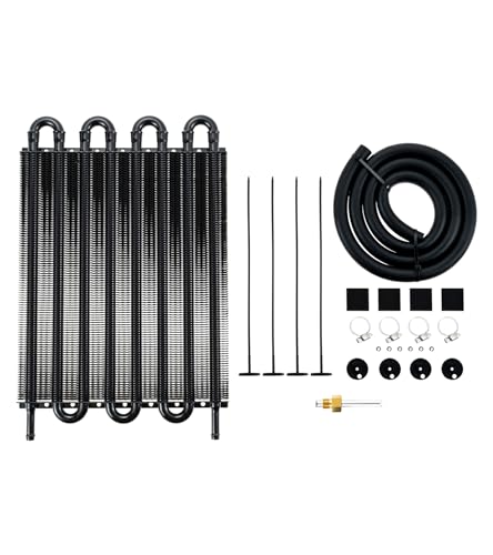 Transmission Oil Cooler Kit, Universal 8 Pass 5/16" Tube and Fin Oil Cooler - size: 8-PASS